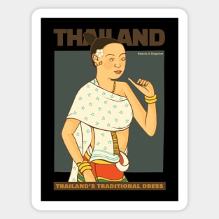 Vintage Thai Mural Painting Beauty and Elegance Sticker